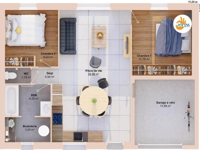 Maison 4 pièces 61 m2
