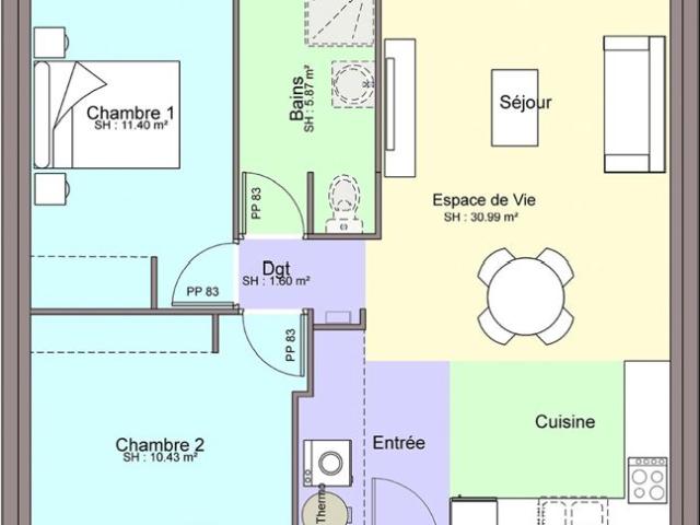 Maison 60.29 m² avec terrain à CHEIX EN RETZ 44