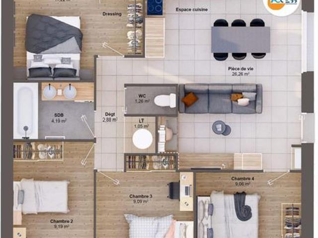 Maison 6 pièces 74 m²