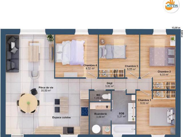 Maison 6 pièces 86 m2