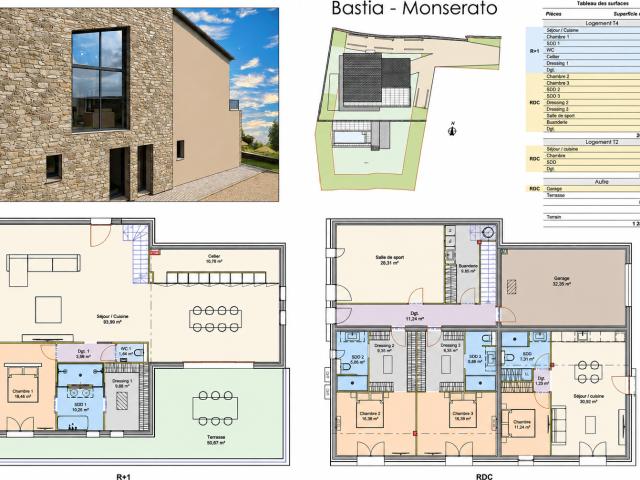 Maison Bastia Monserato 310 m2 terrain 1284 m2 vue mer