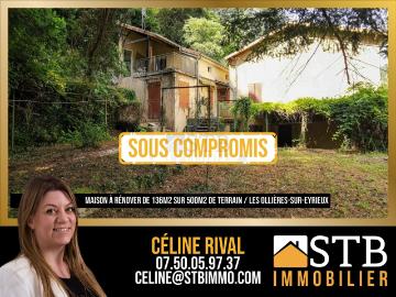 Maison de 136m2 habitables sur 2116m2 de terrain 136m² Les Ollières sur Eyrieux