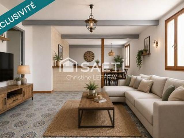 Maison de plain pied, 2 chambres, garage et jardin
