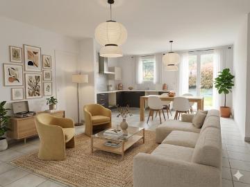 Maison de plain pied avec jardin et garage