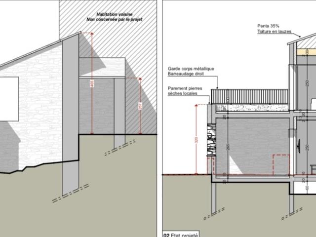 Maison de village Luri Hameau de Fieno 2 pièces avec terrasse permis accepté et purgé
