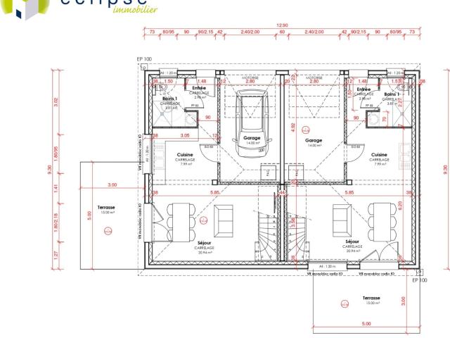 Maison DUPLEX 3 chambres + TERRASSE + GARAGE