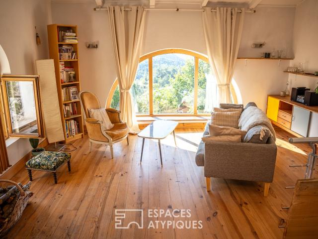 Maison en pierre avec piscine naturelle et vue panoramique 108m² Saint Michel de Chabrillanoux