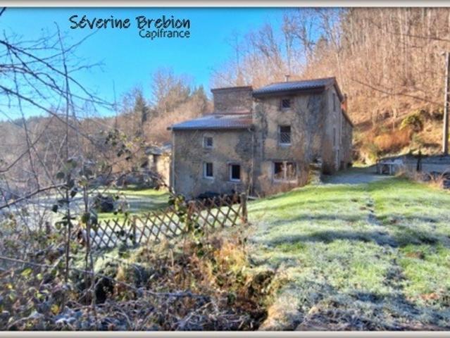? Maison rénovée en pierre de 166 m², 4 chambres, vaste séjour, dépendance, assainissement OK, avec ancien moulin et terrain de 1,8 hectare à Saint Rémy sur Durolle
