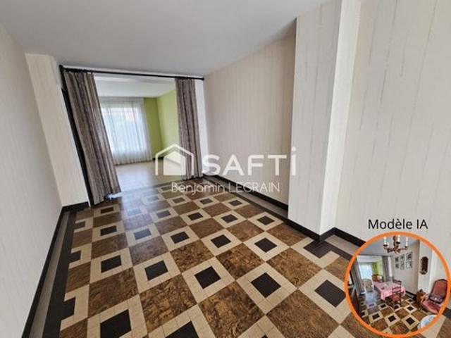 Maison familiale de 86m²,3 ch+bureau,Jardin,garage