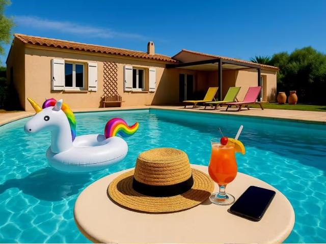 Maison familiale plain pied piscine, cheminée et garage sur un terrain de 1000 m², Villetelle France