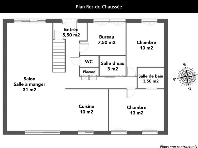 Maison individuelle de plain pied DPE C Sous sol aménagé Terrain de 857 m2