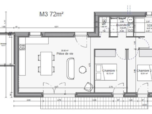 Maison ossature bois à vendre 3 pièces 72 m² à BLETTERANS 39