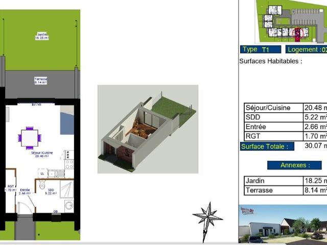 Maison neuve 1 pièce 30 m²