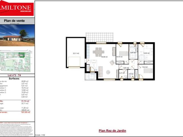 Maison neuve de 92m2 Lot 3 à Guereins