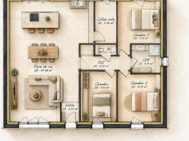 Maison Neuve de Plain Pied 3 chambres