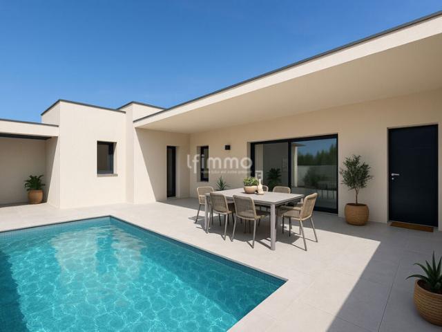 Maison neuve de plain pied avec piscine