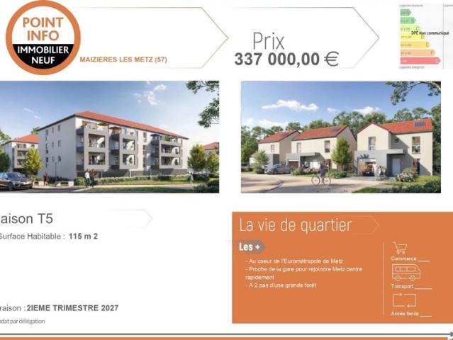Maison neuve T5 de 115 m² à Maizières lès Metz