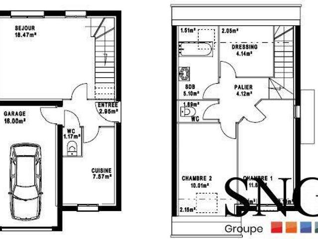 MAISON T3 AVEC TERRASSE + 1 GARAGE ET 1 PARKING