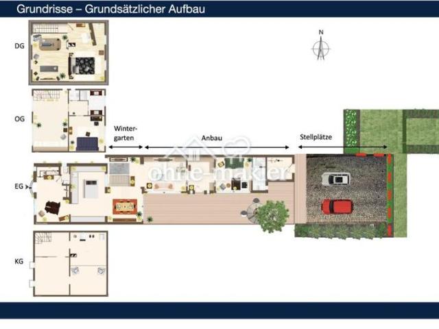Maisonette mit Holz Terrasse und Stellplatz zur Miete