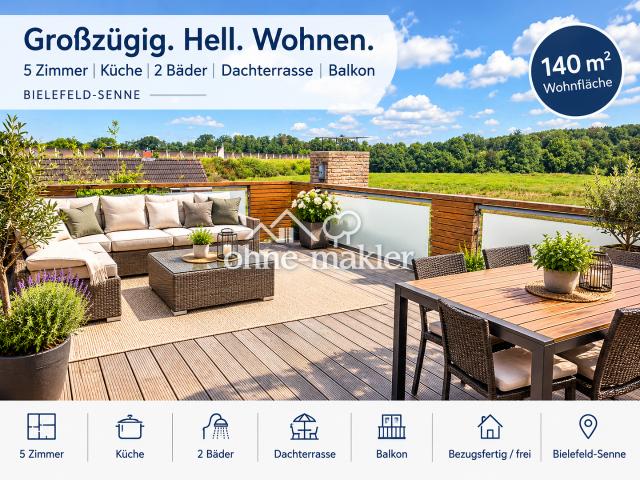 Maisonette Wohnung, 5ZK2B, Balkon+Dachterrasse, ruhige Wohnlage in Bielefeld Senne