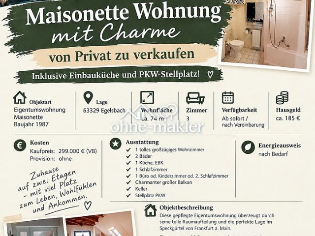 Maisonette Wohnung mit Charme zwischen Frankfurt und Darmstadt
