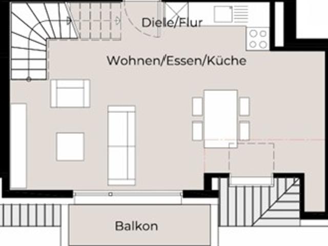 Maisonettewohnung mit zwei Zimmern im Neubau