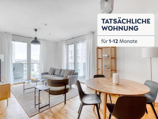 Marinatower: U2 Donaumarina, 3 Zi mit Balkon und Ausblick auf die Donau, Gym, Sauna, Shops im Tower VIE244