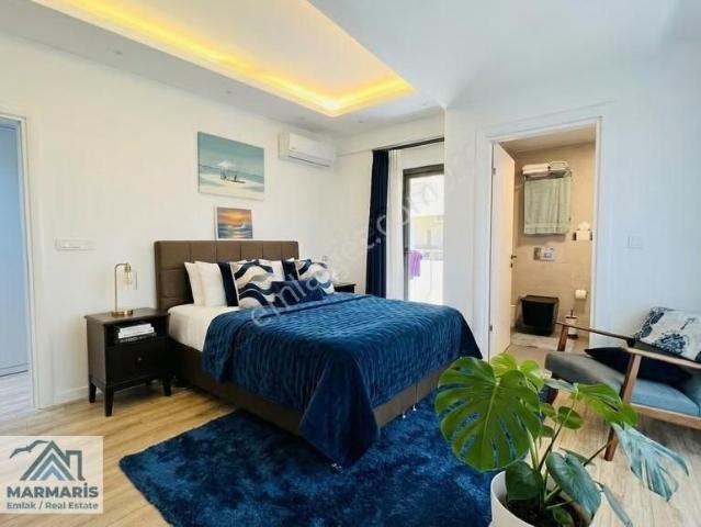 Marmaris Kiralık Çıldır'da Plaja 340m Eşyalı Bahçeli Daire 2+1