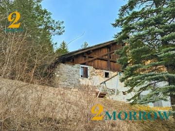 Mazot de montagne en pierre à rénover  vue panoramique sur les alpes