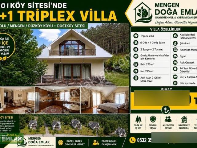 Mengen Dostköy Sitesi'nde Lüks Triplex 6+1 Eşyalı Villa