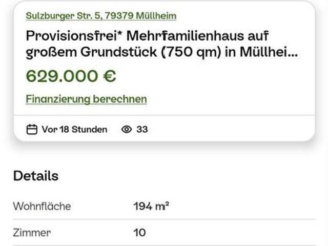 Zweifamilienhaus in 79379 Müllheim auf 750 qm Grundstück