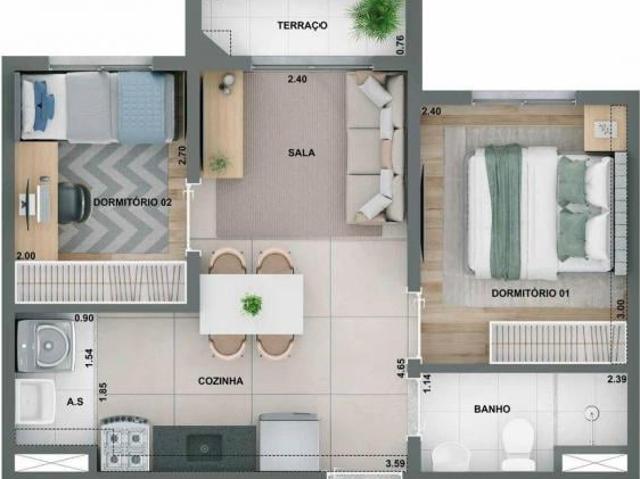 Mérito Lapa | Construtora Cury | Construção | 37 metros | 02 dormitórios | com varanda | sem vaga