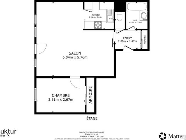 METZ SABLON: Spacieux appartement 2 pièces de 56 m2 avec te