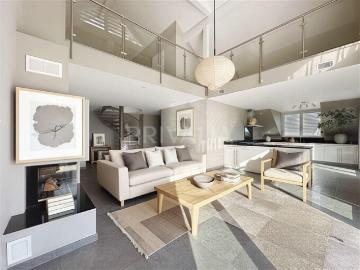135 m² großes Minergie Doppelhauspenthouse mit Balkon und Kamin in Mies