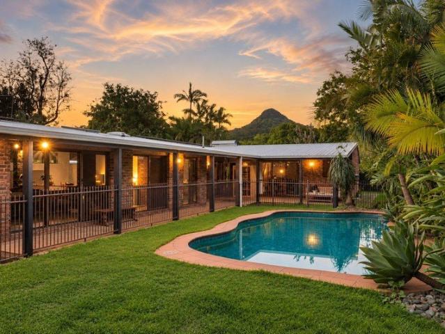 Mid century Inspired with lagoon pool and Mt Chincogan views