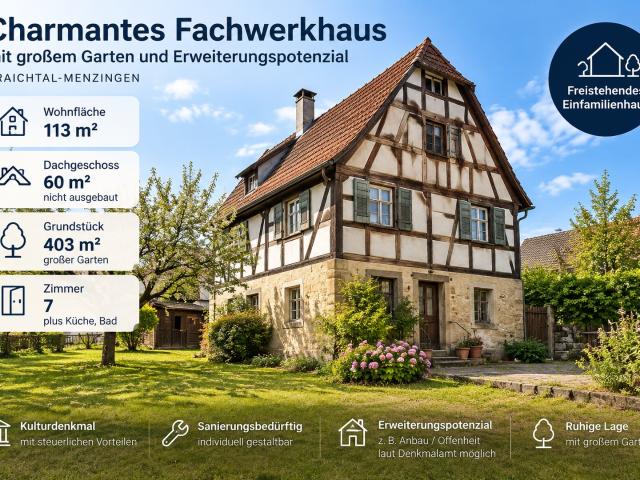 Fachwerkhaus Mietkaufoption in Kraichtal Menzingen mit 400 m² Grundstück