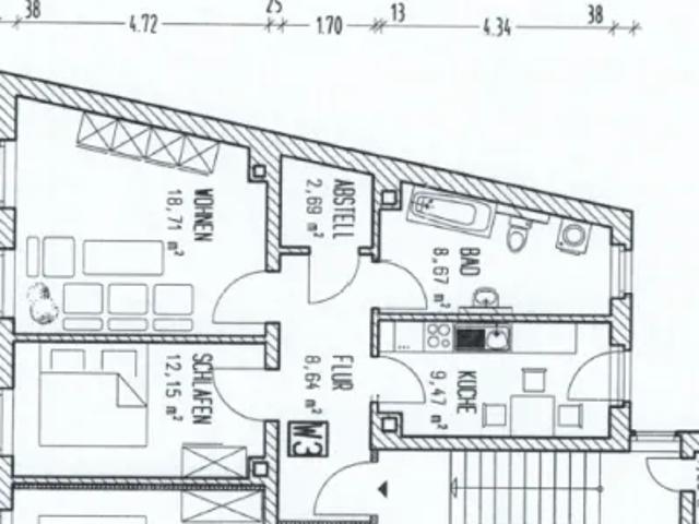Mietwohnungen ✓ 299 € Kaltmiete ✓ 62 m² Wohnfläche ⌖ 08523 Plauen, Liebknechtstraße 62