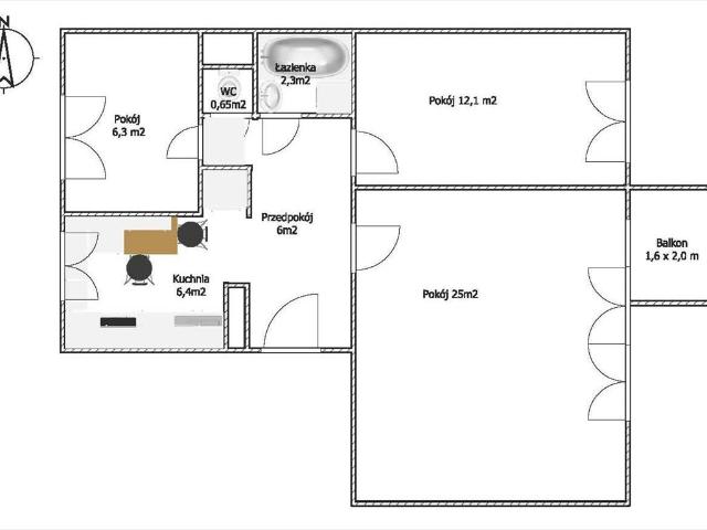 Przestronne 3 pokojowe mieszkanie 60,5 m², balkon, po remoncie! Polecam!