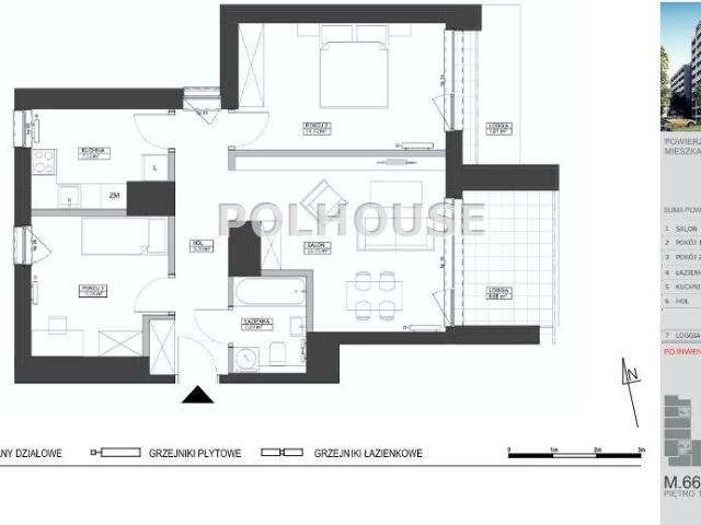 Mieszkanie na sprzedaż 3 pokoje Bydgoszcz, 63,25 m2, 1 piętro