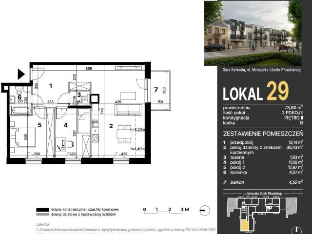 Mieszkanie na sprzedaż 3 pokoje Góra Kalwaria, 73,60 m2, 2 piętro