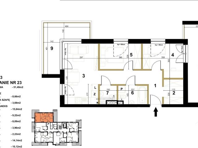 Mieszkanie na sprzedaż 3 pokoje Kielce, 51,49 m2, 3 piętro