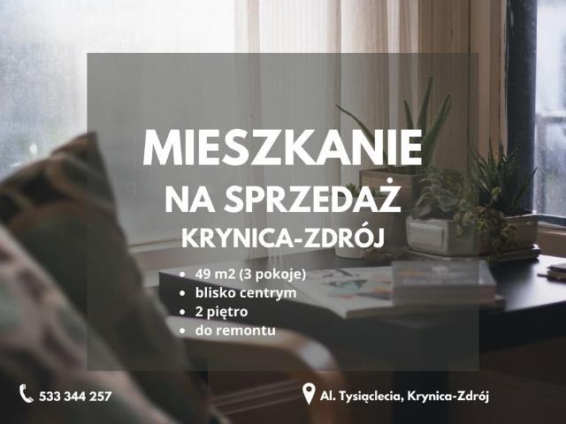 Mieszkanie na sprzedaż 3 pokoje Krynica Zdrój, 49 m2, 1 piętro