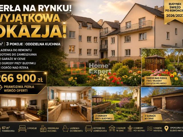 Mieszkanie na sprzedaż 3 pokoje jaworski, 67 m2, parter