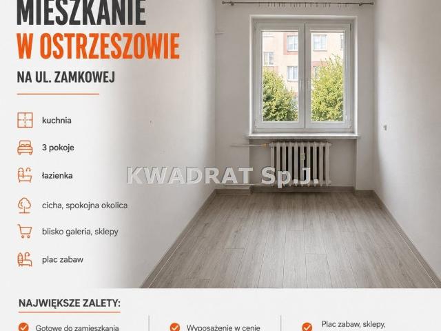 Mieszkanie na sprzedaż 3 pokoje Ostrzeszów, 51,82 m2, 2 piętro