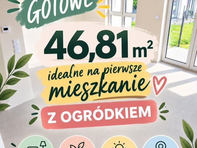 Mieszkanie na sprzedaż 3 pokoje Lublin Ponikwoda, 46,81 m2, parter