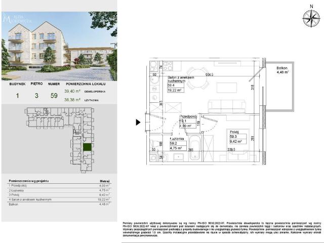 Mieszkanie na sprzedaż 2 pokoje bydgoski, 38,38 m2, 3 piętro