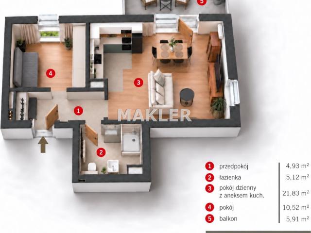 Mieszkanie na sprzedaż 2 pokoje Bydgoszcz Nowy Fordon, 43,40 m2, parter