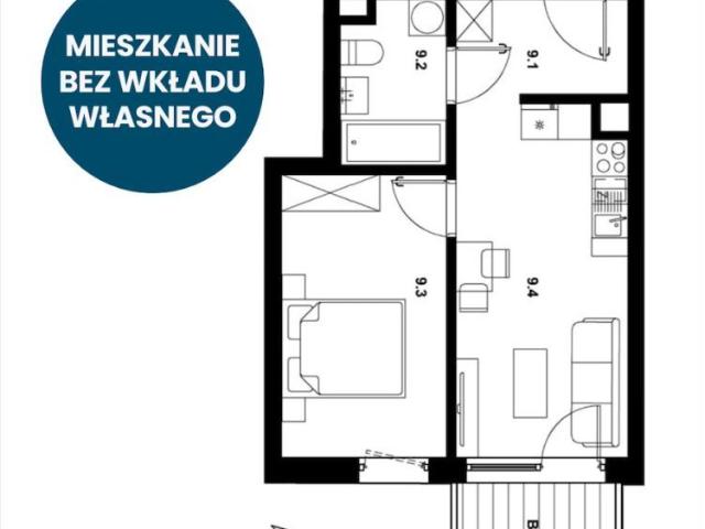 Mieszkanie na sprzedaż 2 pokoje Gliwice, 41,11 m2, parter
