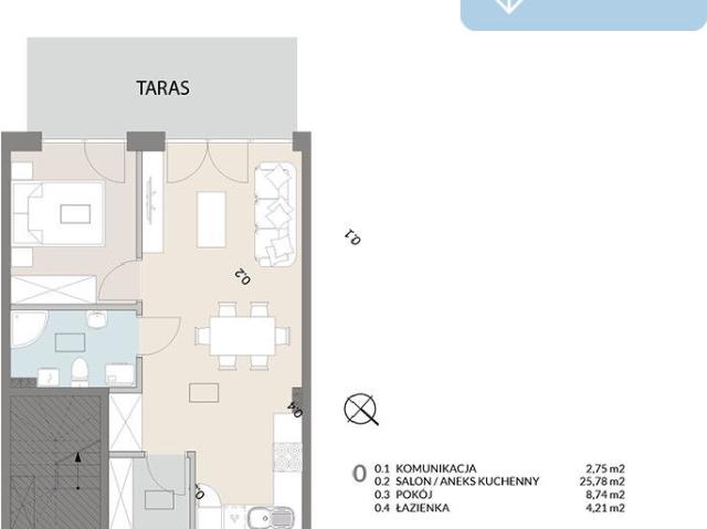Mieszkanie na sprzedaż 2 pokoje poznański, 41,48 m2, parter