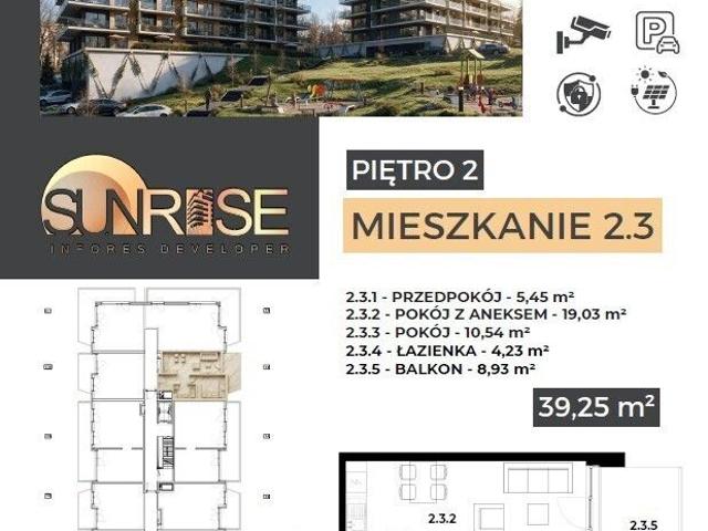 Mieszkanie na sprzedaż 2 pokoje Przemyśl, 39,25 m2, 2 piętro